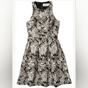 Abercrombie & Fitch Formal Mini Dress Black‎ Gold Metallic Floral Women's Large